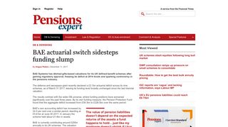 BAE actuarial switch sidesteps funding slump - Pensions Expert