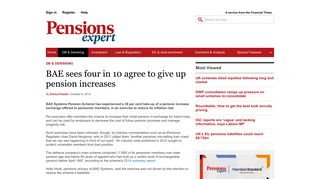 BAE sees four in 10 agree to give up pension increases - DB ...