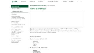 ABAC Bainbridge | Abraham Baldwin Agricultural College