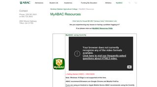MyABAC Resources | Abraham Baldwin Agricultural College