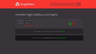 member-login.baitbus.com passwords - BugMeNot