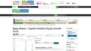 Bajaj Allianz - Capital UnitGain Equity Growth Fund: Latest Bajaj ...