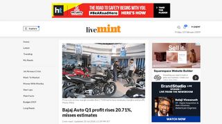 Bajaj Auto Q1 profit rises 20.71%, misses estimates - Livemint