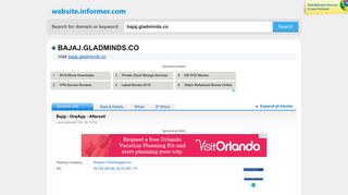 bajaj.gladminds.co at WI. Bajaj - OneApp - Aftersell - Website Informer