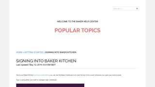 Try Baker | Signing into Baker Kitchen