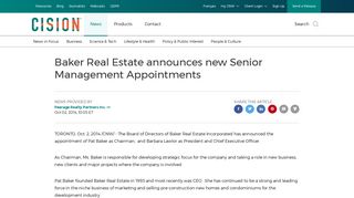CNW | Baker Real Estate announces new Senior Management ...