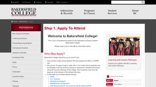 Step 1: Apply To Attend | Bakersfield College
