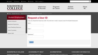 Request a User ID | Bakersfield College
