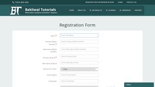Registration for Entrance Exam - Bakliwal Tutorials | Where Best ...