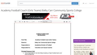 Academy Football Coach (Girls Teams) Balby Carr Community ...