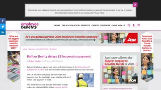 Balfour Beatty delays £85m pension payment - Employee Benefits