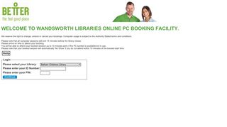 Wandsworth Libraries Internet PC Bookings