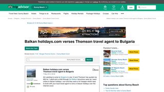 Balkan holidays.com verses Thomson travel agent to Bulgaria ...