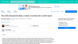 (PDF) The IUB (Intrauterine Ball), a newly invented IUD: a brief report