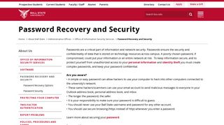 Password Recovery and Security - Information ... - Ball State University
