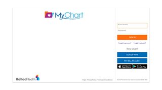 Terms and Conditions - MyChart for Ballad Health | Login Page