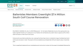 BallenIsles Members Greenlight $7.4 Million South ... - PR Newswire