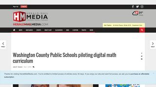 Washington County Public Schools piloting digital math curriculum ...