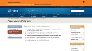 Access your CCBC login