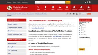 Active Employee Benefit Plan Enrollment - Baltimore County