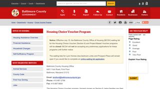 Housing Choice Voucher Program - Baltimore County