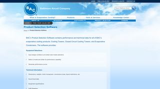 Product Selection Software - Baltimore Aircoil Company
