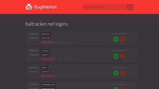 baltracker.net passwords - BugMeNot