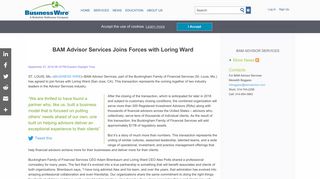 BAM Advisor Services Joins Forces with Loring Ward | Business Wire