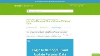 Log in to BambooHR and Update Personal Data – BambooHR Support