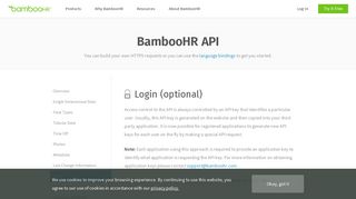 API documentation page for login API | BambooHR