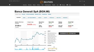 Banca Generali SpA (BGN.MI) Quote| Reuters.com