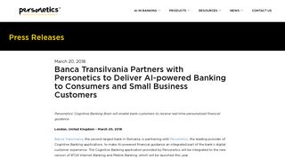 Banca Transilvania Partners with Personetics to Deliver AI-powered ...