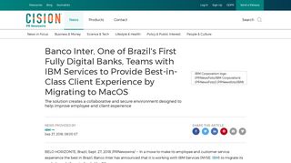 Banco Inter, One of Brazil's First Fully Digital Banks, Teams with IBM ...