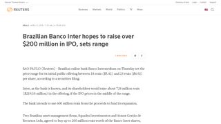 Brazilian Banco Inter hopes to raise over $200 million in IPO, sets ...