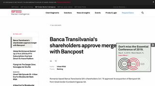 Banca Transilvania's shareholders approve merger with Bancpost ...