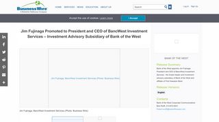 Jim Fujinaga Promoted to President and CEO of BancWest Investment ...