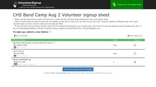 VolunteerSignup - Online volunteer signup sheets - CHS Band Camp ...
