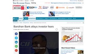 Bandhan Bank allays investor fears - The Economic Times Video | ET ...