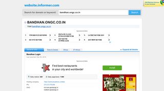 bandhan.ongc.co.in at WI. Bandhan Login - Website Informer