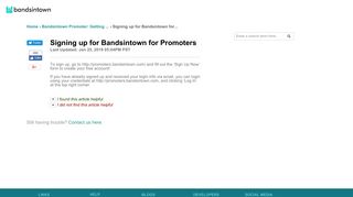 Bandsintown | Signing up for Bandsintown for Promoters