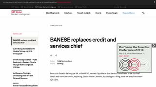 BANESE replaces credit and services chief | S&P Global Market ...