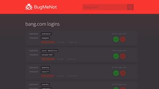 bang.com passwords - BugMeNot