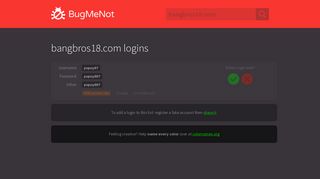bangbros18.com logins - BugMeNot