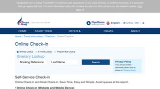 Online Check-in - Bangkok Airways
