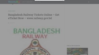 Bangladesh Railway Online Registration For ETicket | RootsBD