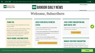 Subscriber Center — Bangor Daily News — BDN Maine