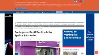 Portuguese Banif Bank sold to Spain's Santander - The Malta ...
