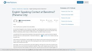 English Speaking Contact at Banistmo? (Panama City) | InterNations