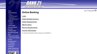 Online Banking - Bank 21