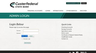 Custer Federal State Bank > Admin Login